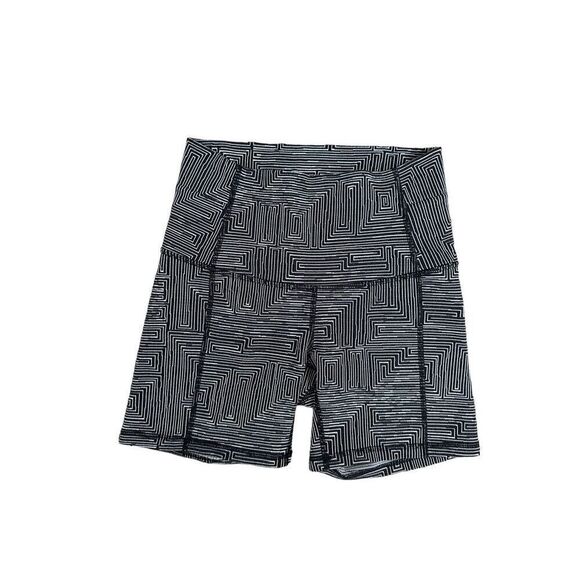 Lululemon Wunder Short 5"' Black/White Pattern High Rise Biker Yoga Training 4 - Picture 2 of 8